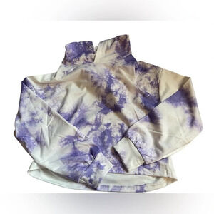 SHEIN Purple/White Tye-Die Crop Hoodie
